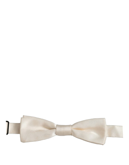 Men White 100% Silk Adjustable Neck Papillon Bow Tie
