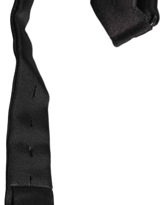 Men Black 100% Silk Adjustable Neck Papillon Bow Tie