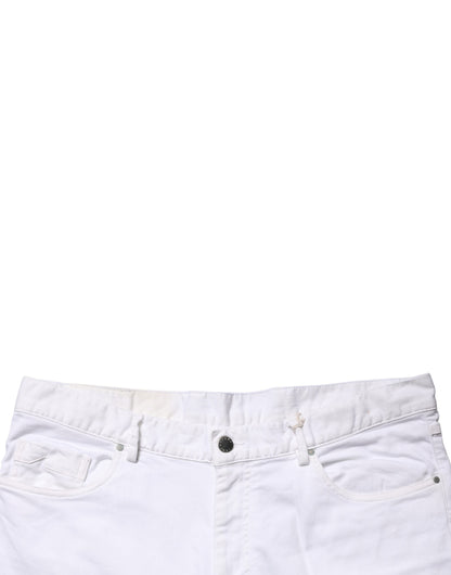 White Skinny Mid Waist Men Denim Trouser Jeans