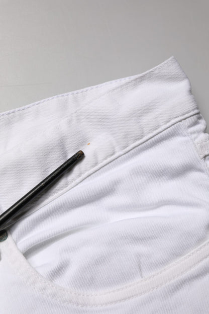 White Skinny Mid Waist Men Denim Trouser Jeans