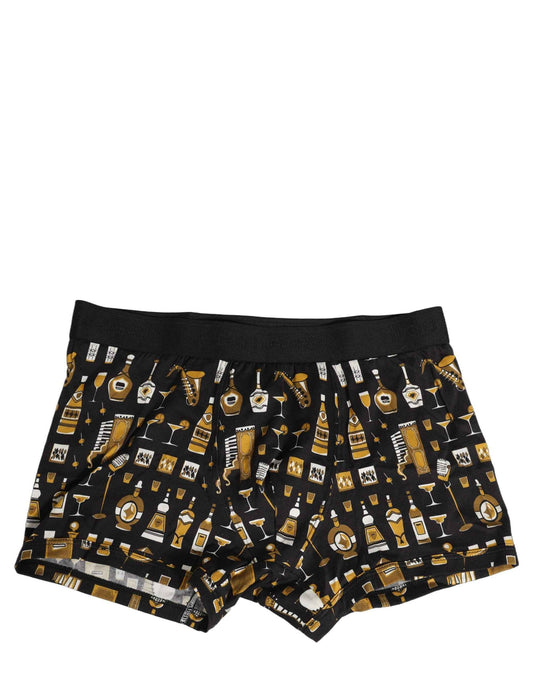 Black Cocktail Print Regular Boxer Underwear
