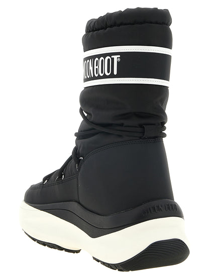 Black Polyester Lace-Up Boots