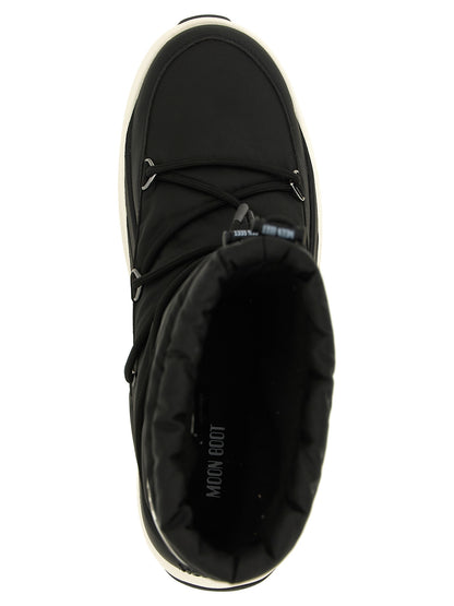 Black Polyester Lace-Up Boots
