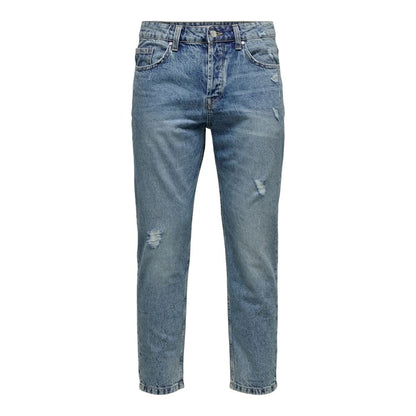 Blue Cotton Slim Fit Jeans