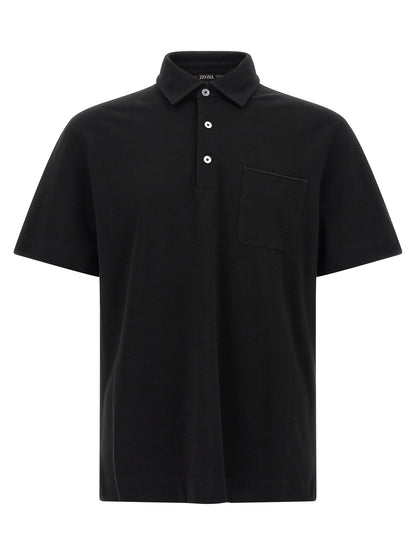 Black Cotton Polo Shirt