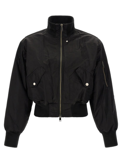 Black Nylon Bomber
