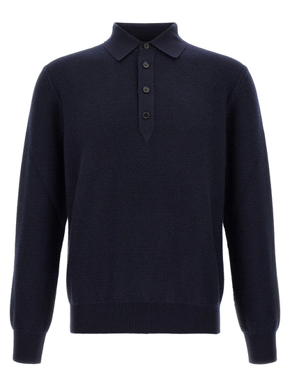 Blue Cashmere Polo Shirt