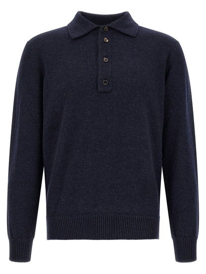 Blue Wool Polo Shirt