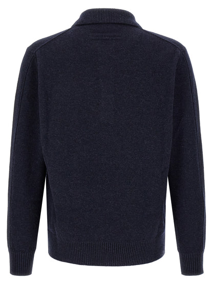 Blue Wool Polo Shirt