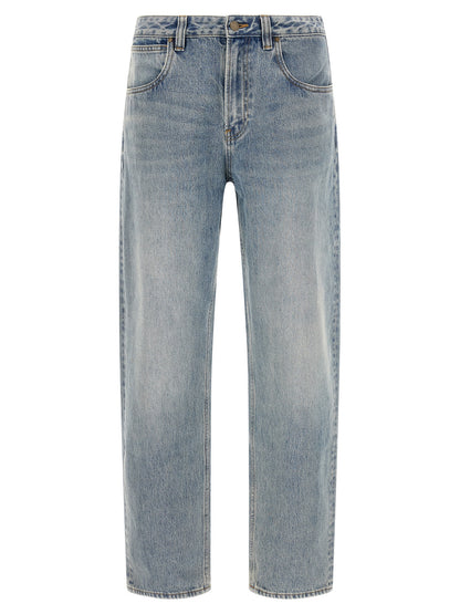 Blue Cotton Straight-Leg Jeans