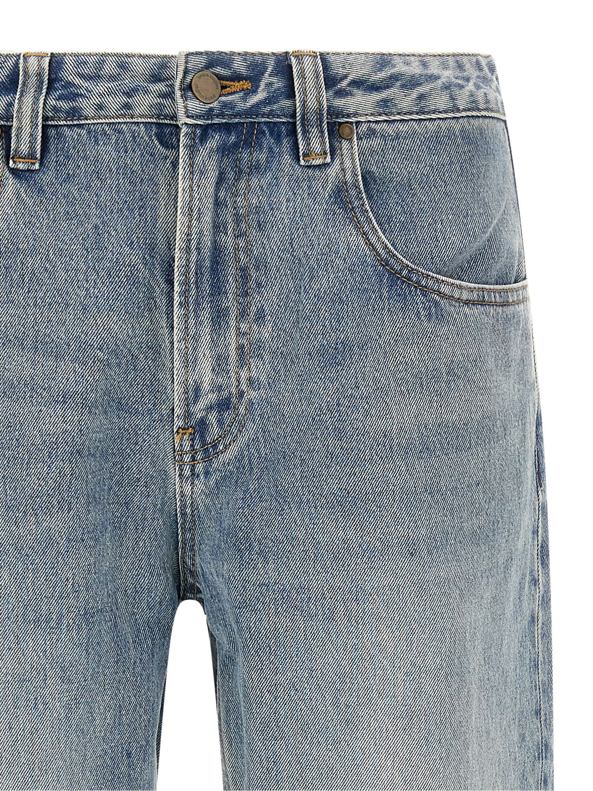 Blue Cotton Straight-Leg Jeans