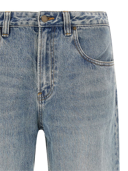 Blue Cotton Straight-Leg Jeans