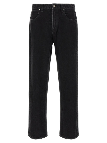 Black Cotton Straight-Leg Jeans