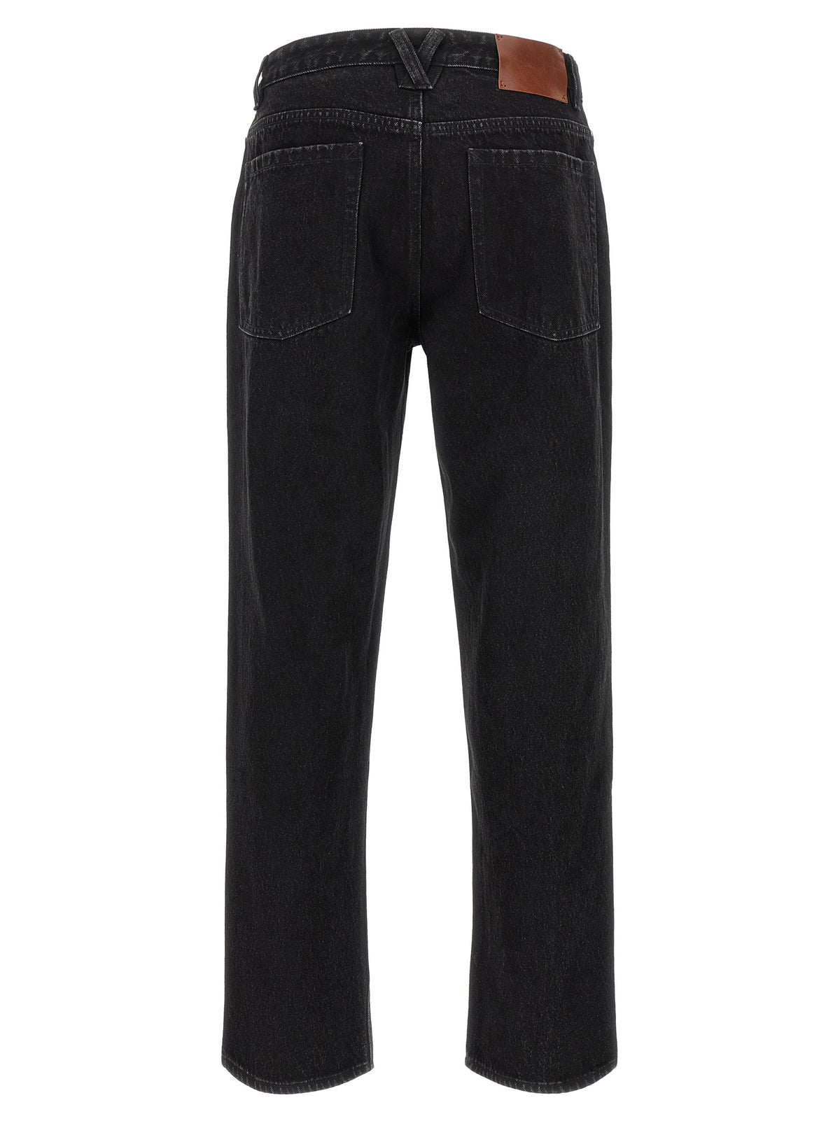 Black Cotton Straight-Leg Jeans