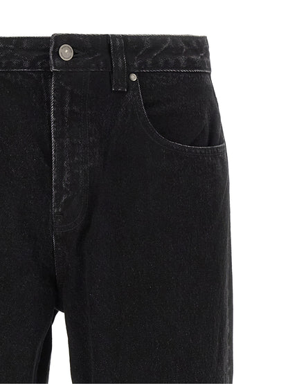 Black Cotton Straight-Leg Jeans