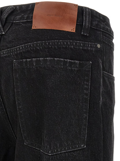 Black Cotton Straight-Leg Jeans