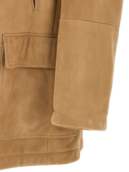 Beige Lamb Leather Leather Jacket