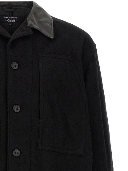 Black Wool Full-Length Jacket