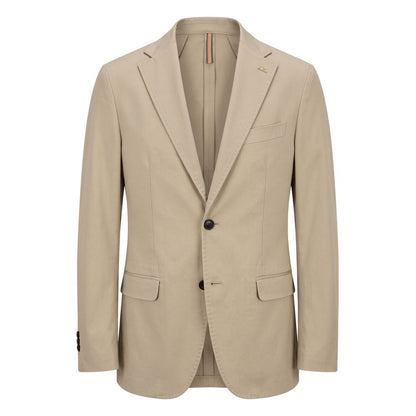 Beige Cotton Men Jacket
