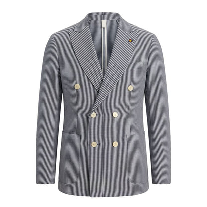 Blue Cotton Men Jacket