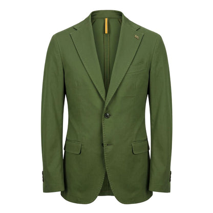 Green Cotton Men Jacket