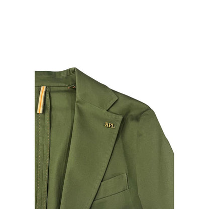 Green Cotton Men Jacket