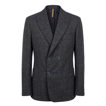 Blue Viscose Men Jacket