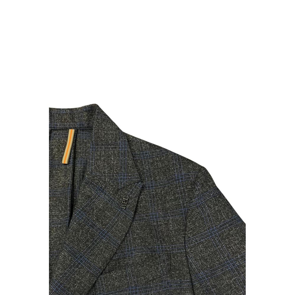 Blue Viscose Men Jacket
