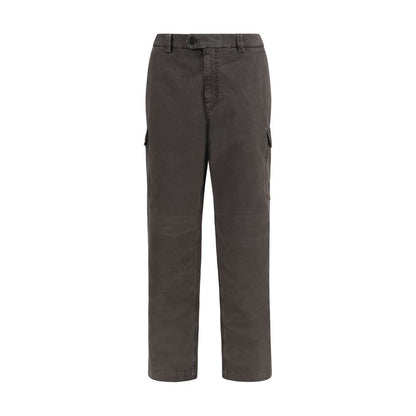 Brown Cotton Casual Pants