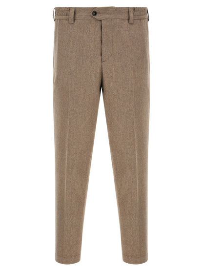 Beige Virgin Wool Casual Pants