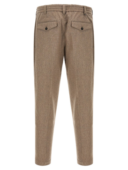 Beige Virgin Wool Casual Pants