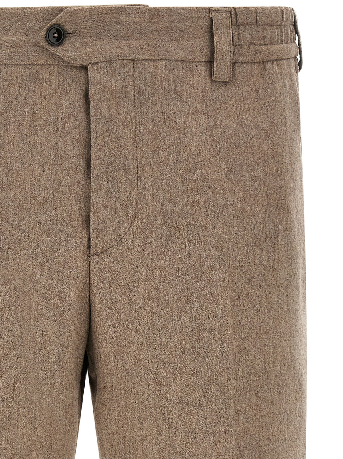 Beige Virgin Wool Casual Pants