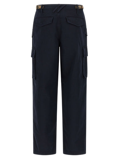 Blue Cotton Cargo Pants