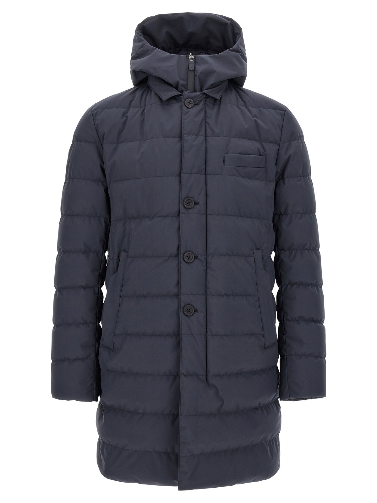 Blue Polyester Full-Length Jacket