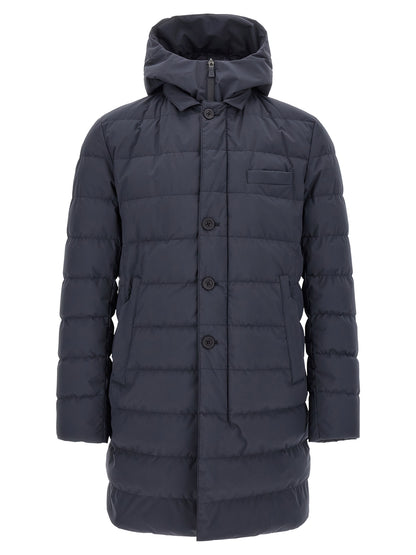 Blue Polyester Full-Length Jacket