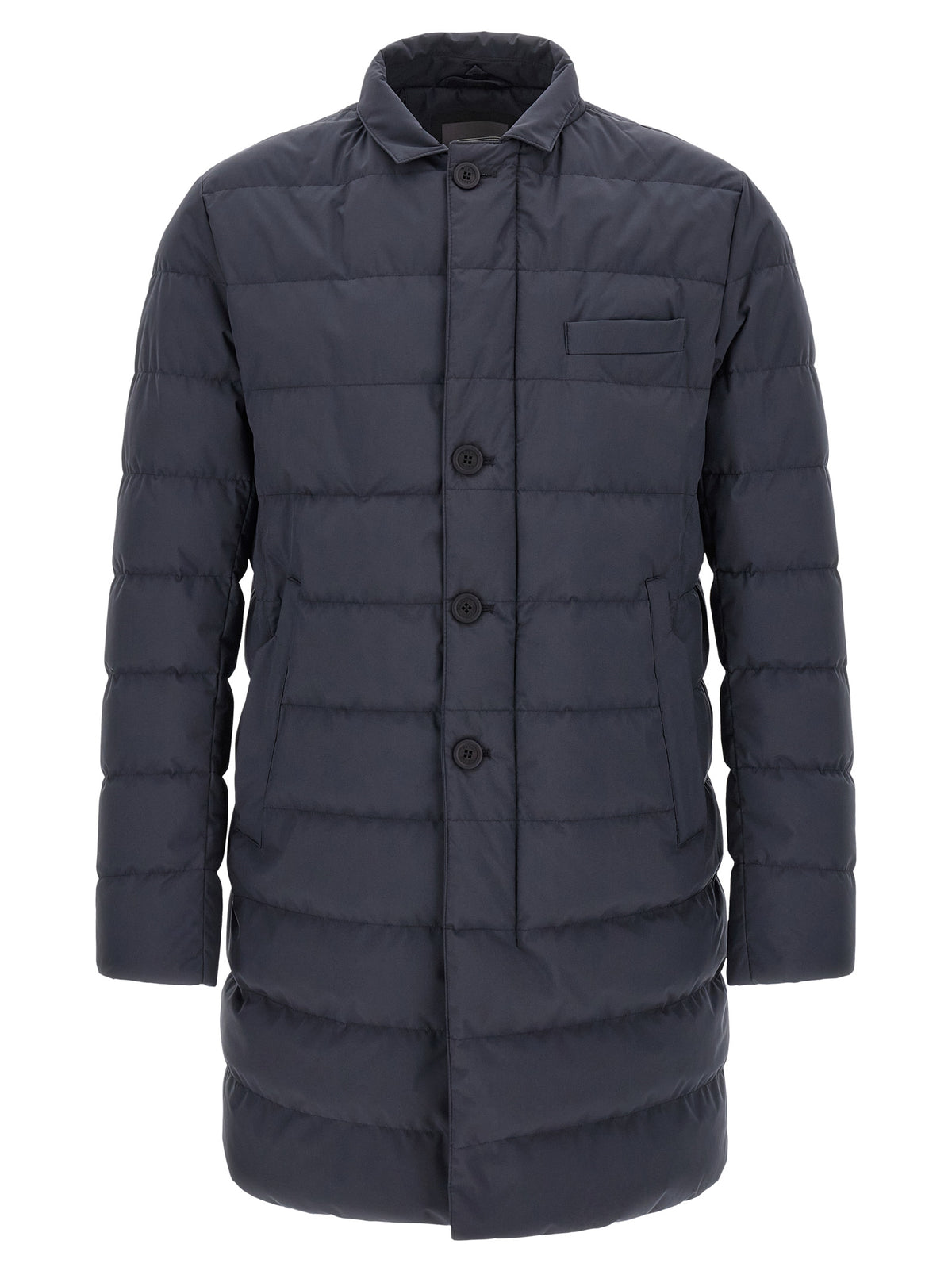 Blue Polyester Full-Length Jacket