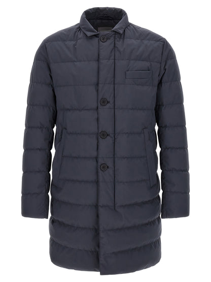 Blue Polyester Full-Length Jacket
