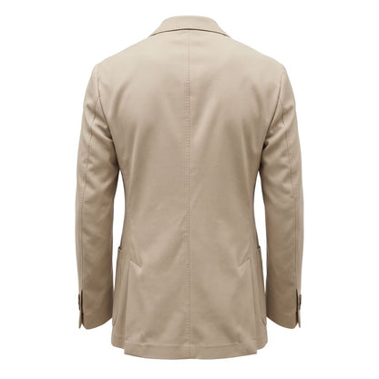 Beige Viscose Men Jacket
