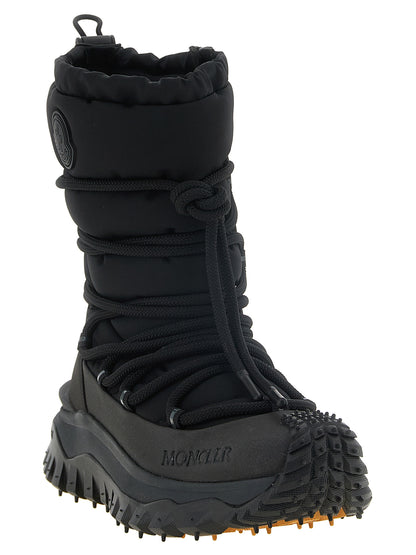 Black Polyamide Lace-Up Boots
