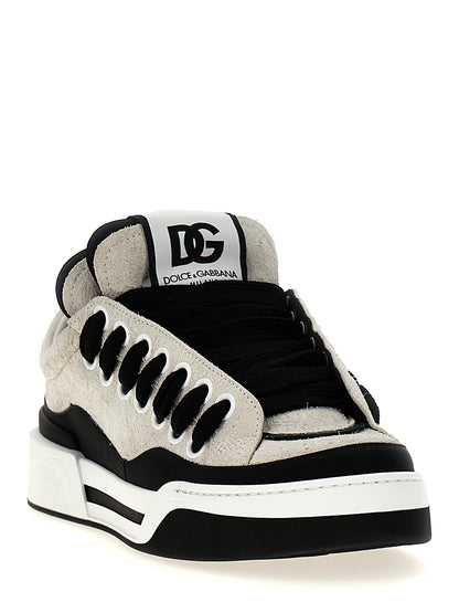 Bicolor Leather Athletic Sneakers