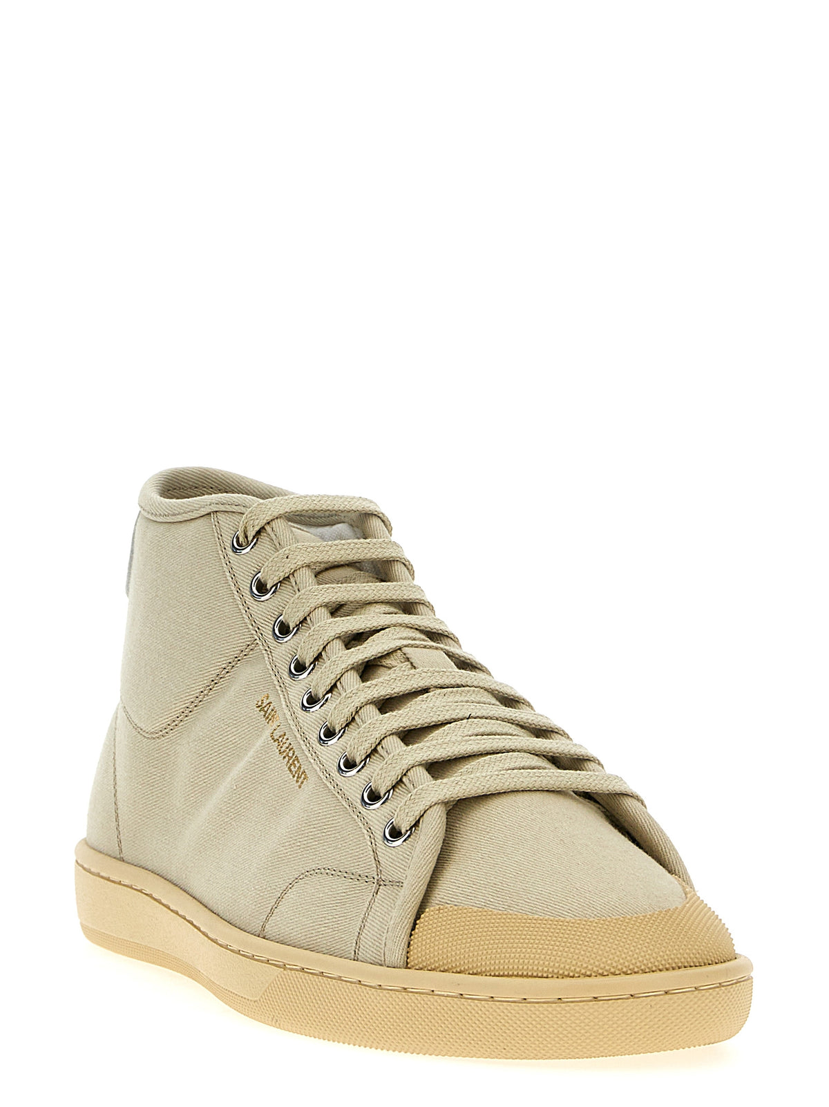 Beige Cotton High Top Sneakers