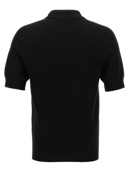 Black Merino Wool Polo Shirt