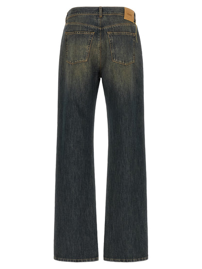 Blue Cotton Straight-Leg Jeans