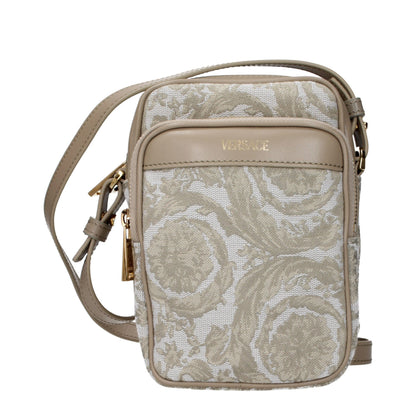 Beige Fabric Crossbody Bag