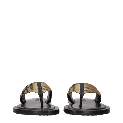 Beige Fabric Flip-Flop Sandals