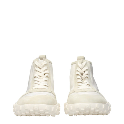 White Fabric High Top Sneakers