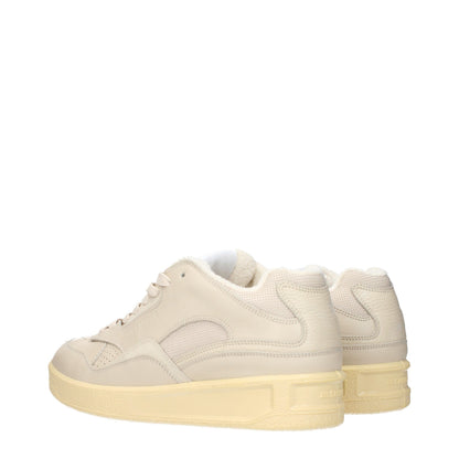 Beige Leather Low Top Sneakers
