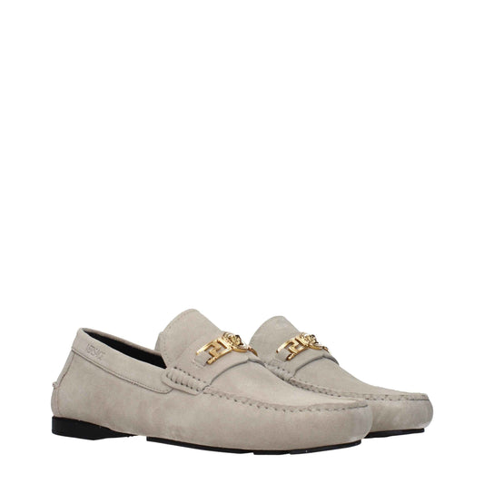 Gray Leather Slip-On Loafers