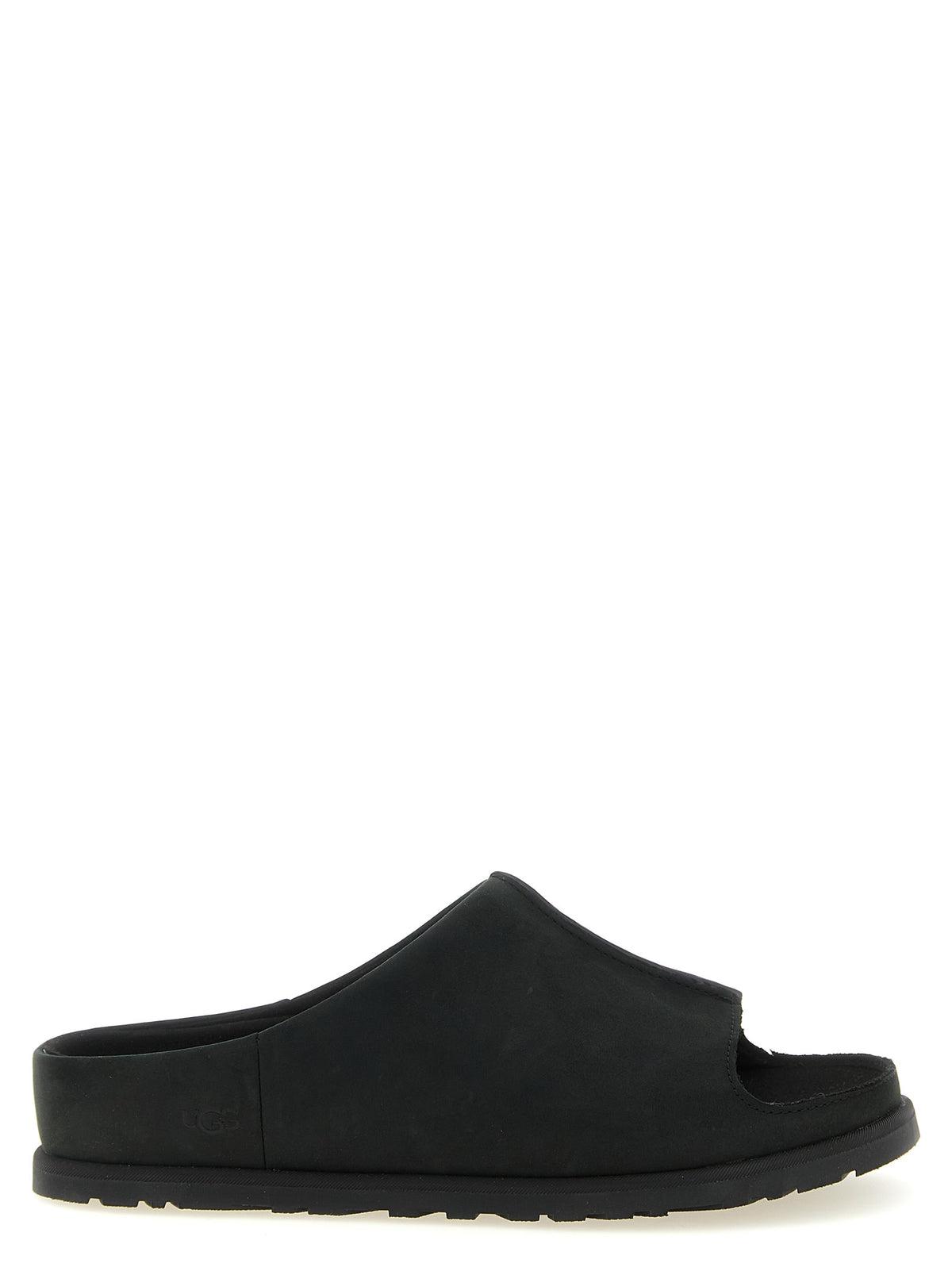 Black Leather Slides