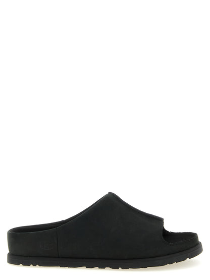 Black Leather Slides